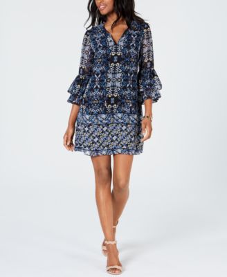 Bell Sleeve Chiffon Dress